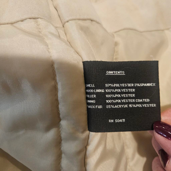 Women's Fleet Street LTD. Beige Faux Fur Hooded Jacket Size L - Picture 10 of 11